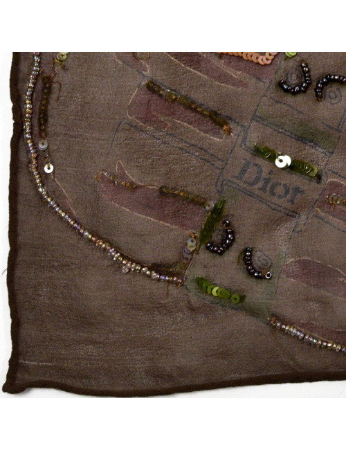 Etole DIOR soie brodée marron