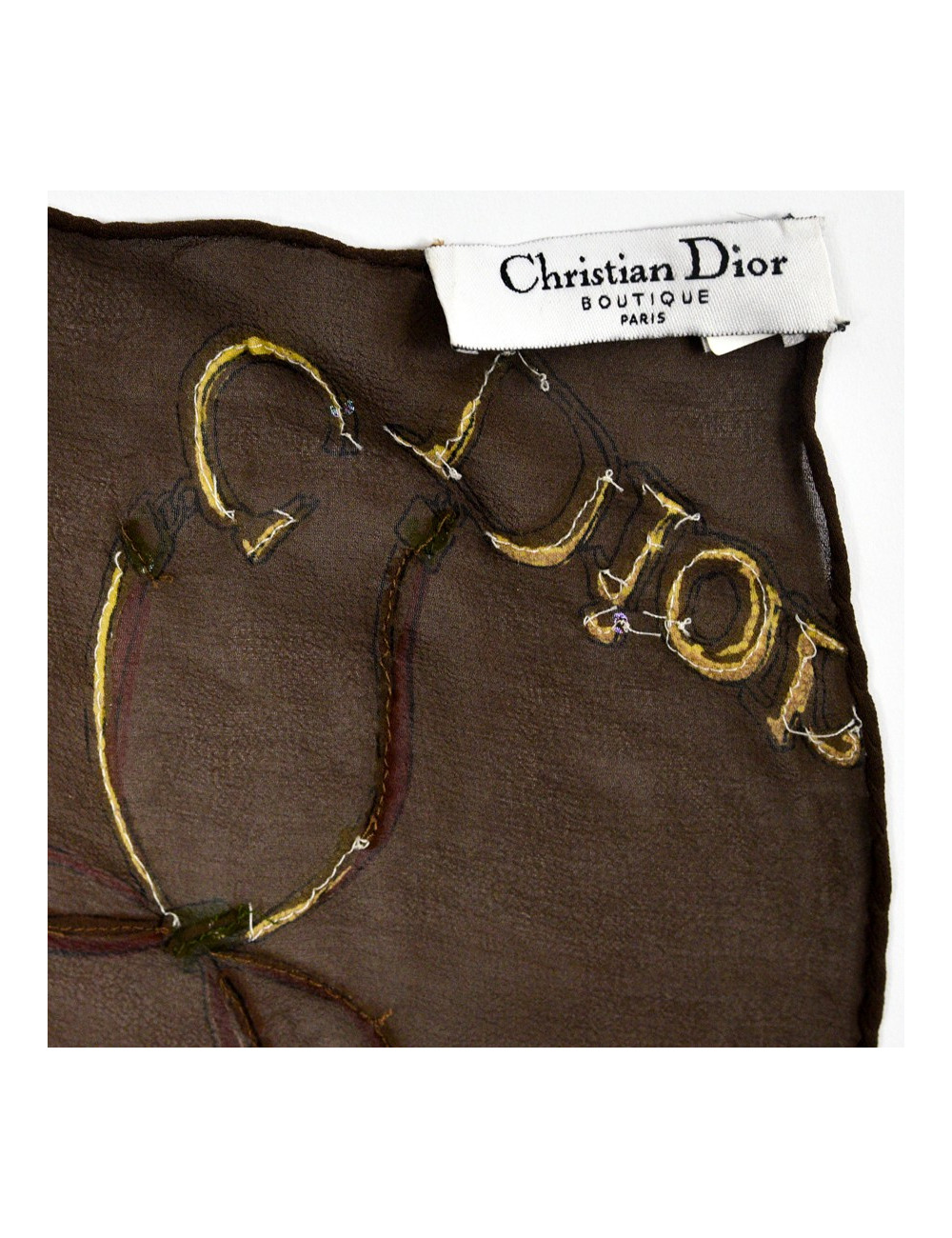 Etole DIOR soie brodée marron