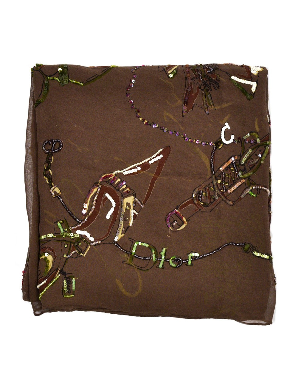 Etole DIOR soie brodée marron