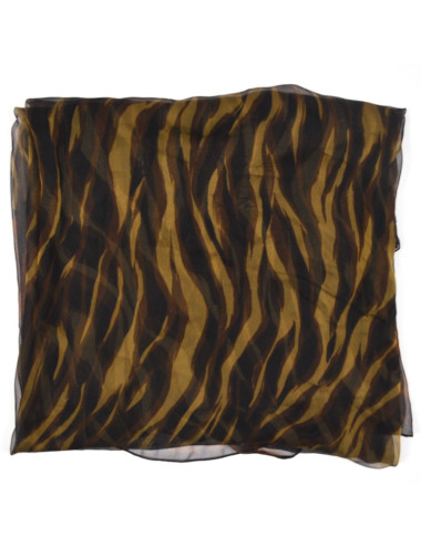 Large foulard YSL soie zebré marron 2