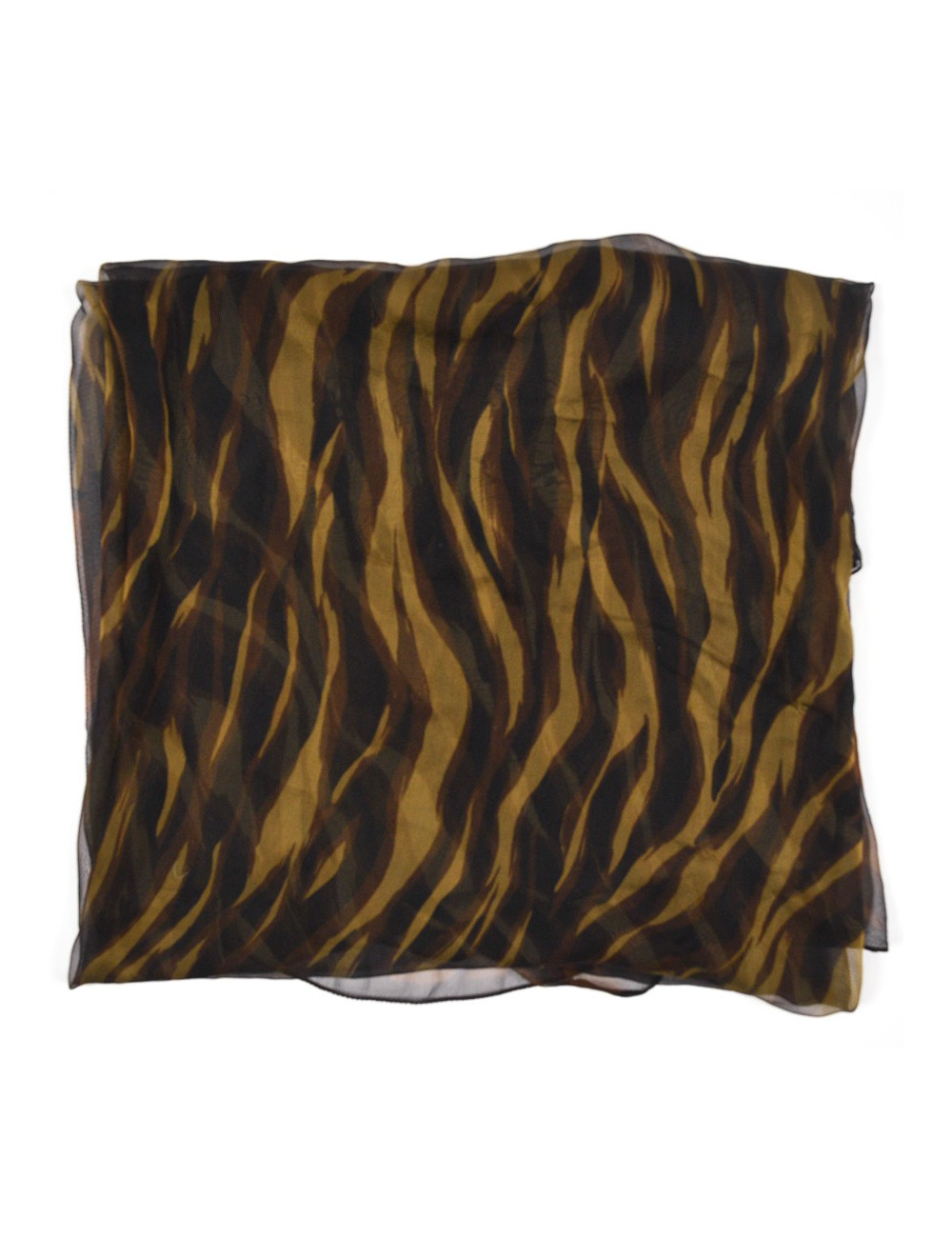 Large foulard YSL soie zebré marron