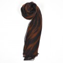 Large foulard YSL soie zebré marron