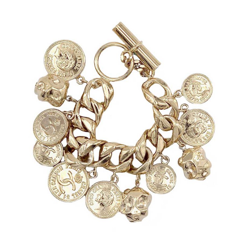 Chanel Vintage Chanel Gold Tone Medallion Bracelet