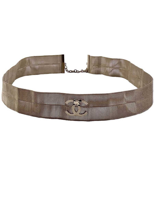 Ceinture CHANEL tissu métallique doré