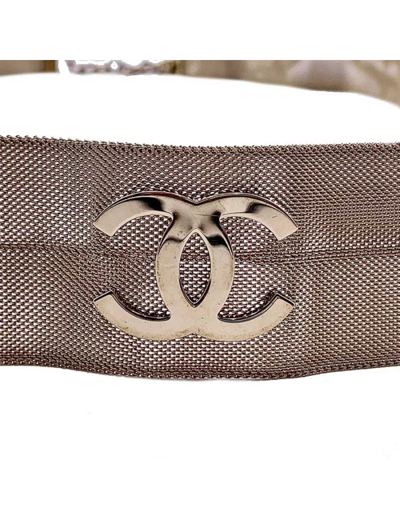 Ceinture CHANEL tissu métallique doré