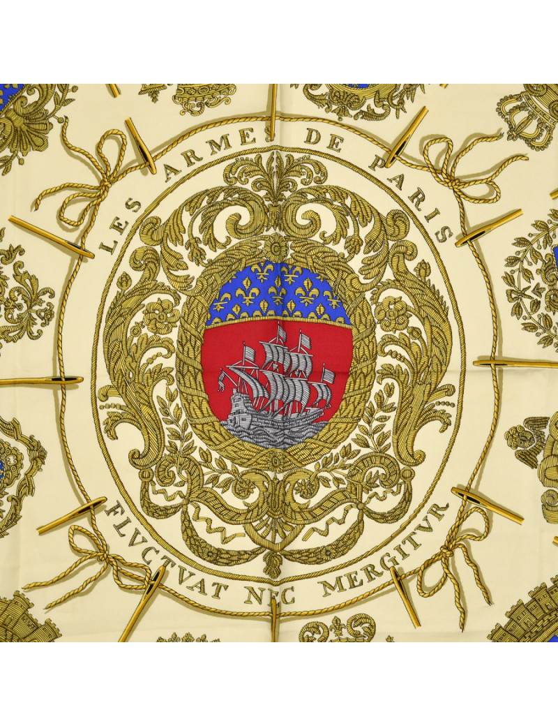 HERMES Carré soie "Les armes de Paris"