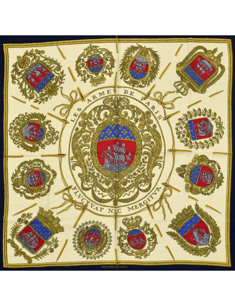 HERMES Carré soie "Les armes de Paris"