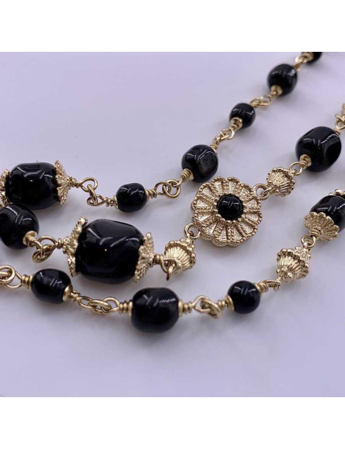 Sautoir multirangs CHANEL noir