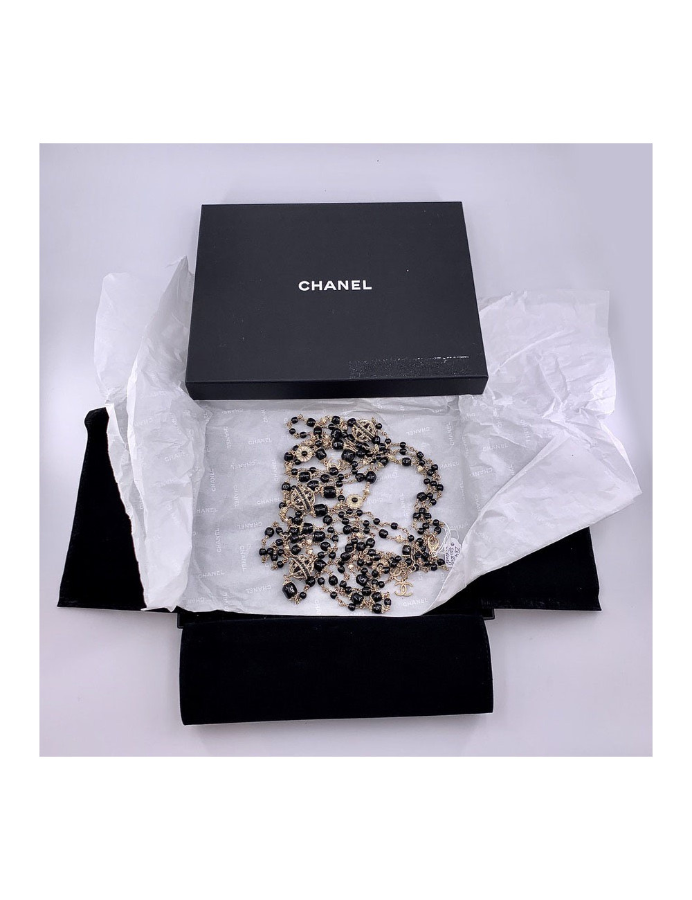 Sautoir multirangs CHANEL noir