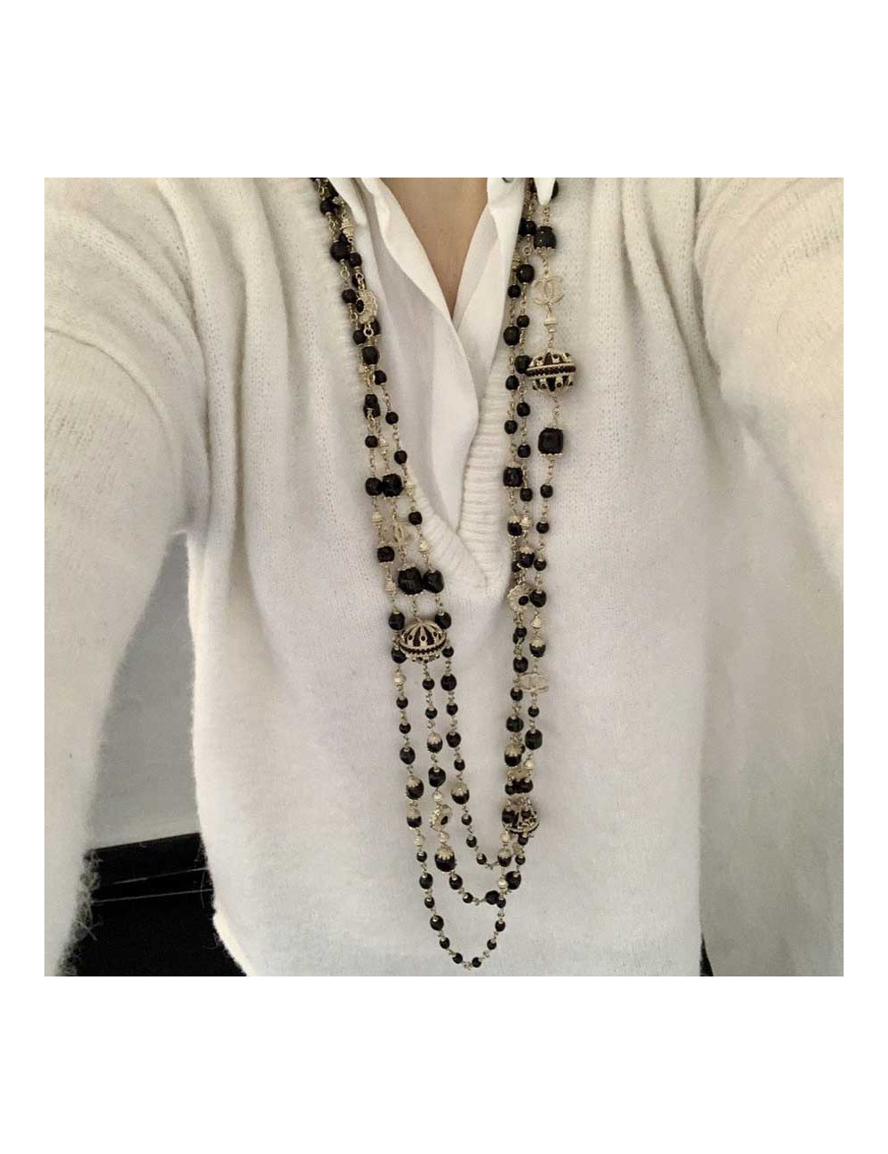 Sautoir multirangs CHANEL noir
