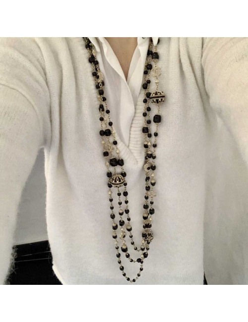 Sautoir multirangs CHANEL noir