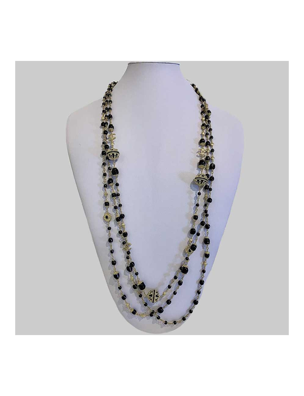 Sautoir multirangs CHANEL noir