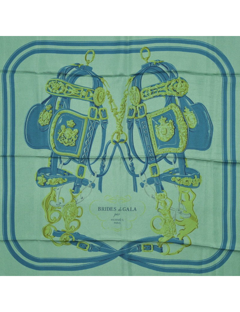 "Brides de Gala" Carré HERMES Dip Dye bleu et vert