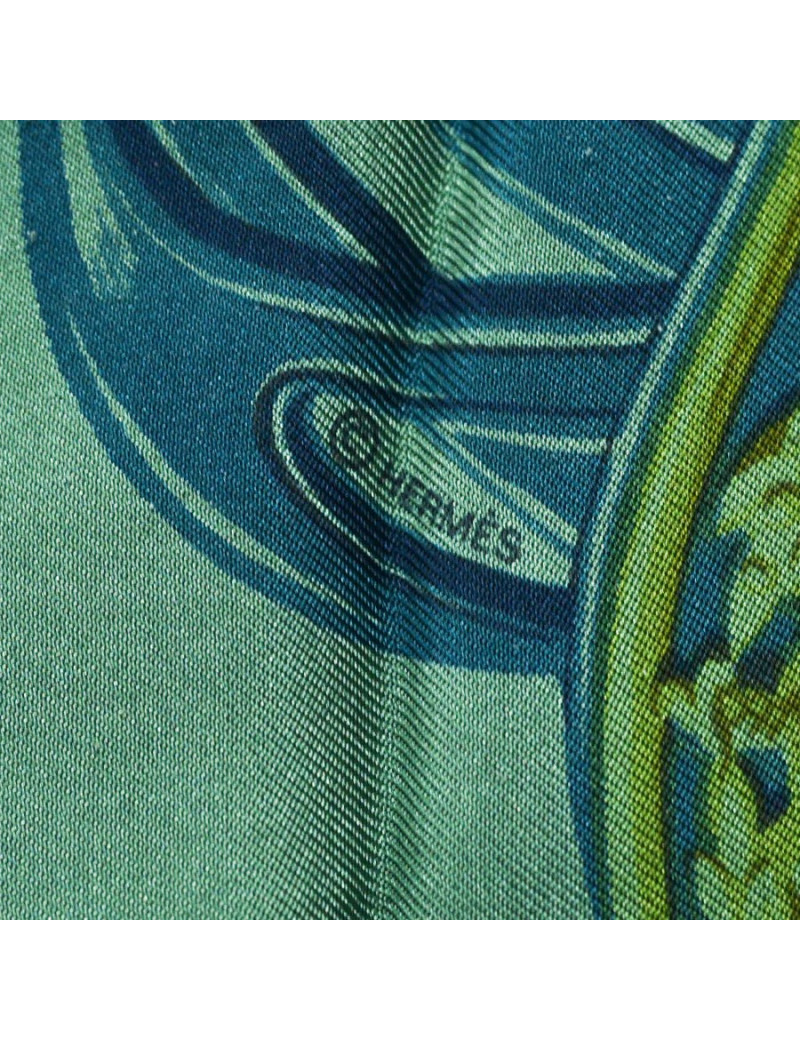 "Brides de Gala" Carré HERMES Dip Dye bleu et vert