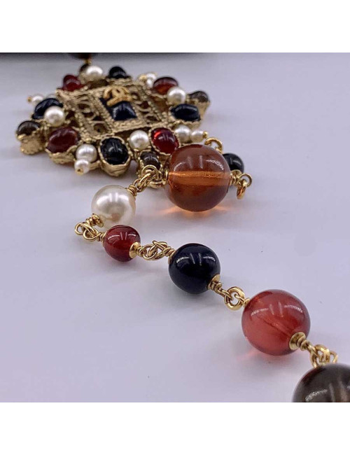 CHANEL long necklace with multicolored beads