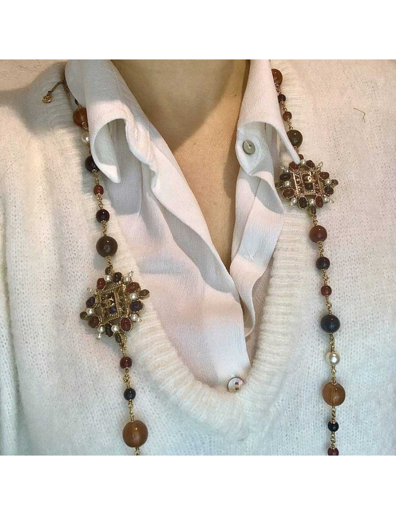 Sautoir CHANEL perles multicolore