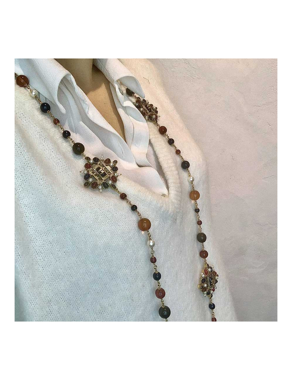 Sautoir CHANEL perles multicolore