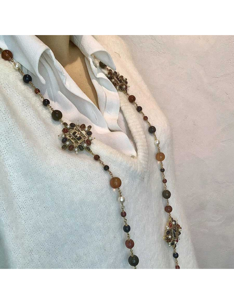 Sautoir CHANEL perles multicolore