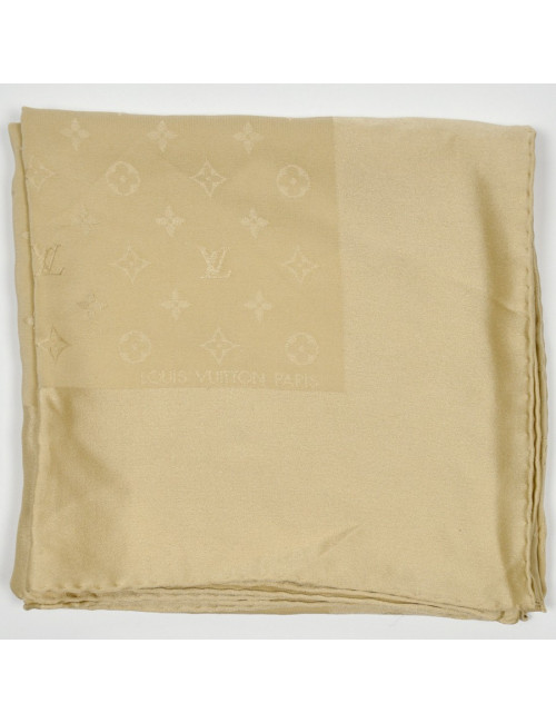 Carré LOUIS VUITTON en soie beige