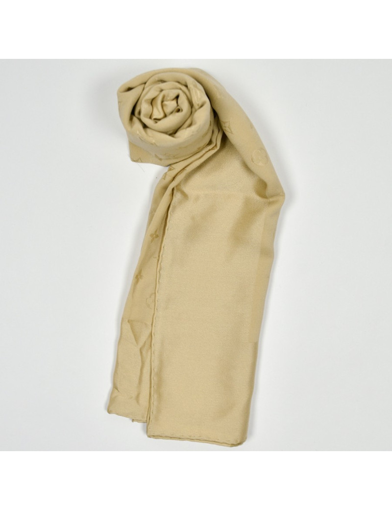 Carré LOUIS VUITTON en soie beige