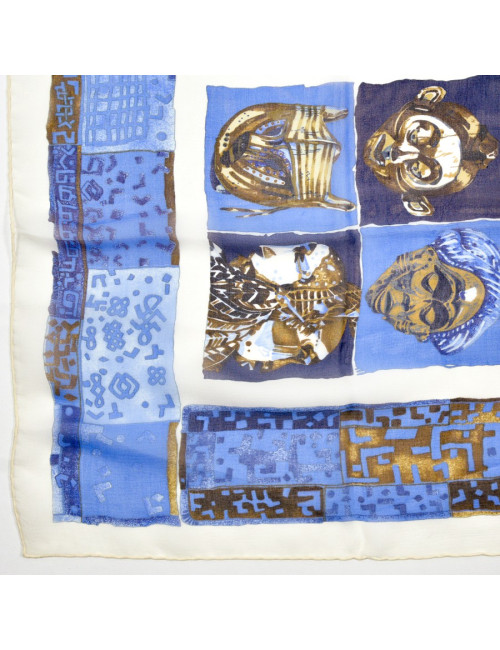 Carré HERMES Persona voile bleu en soie 