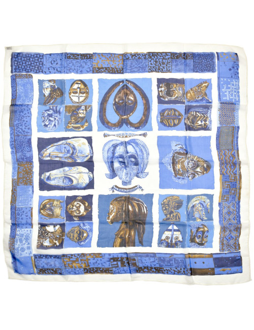 Carré HERMES Persona voile bleu en soie 