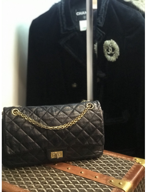 Sac 2.55 CHANEL cuir froissé noir
