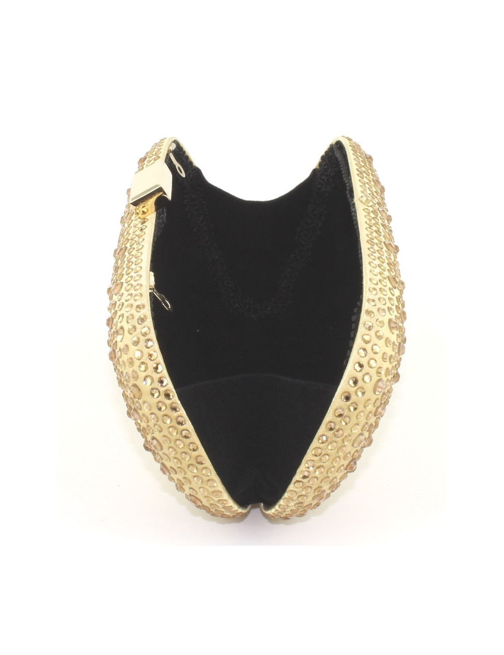 Pochette minaudière dorée rigide en strass 