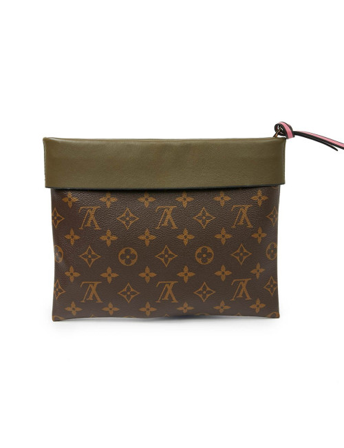 LOUIS VUITTON pochette monogram et revers kaki