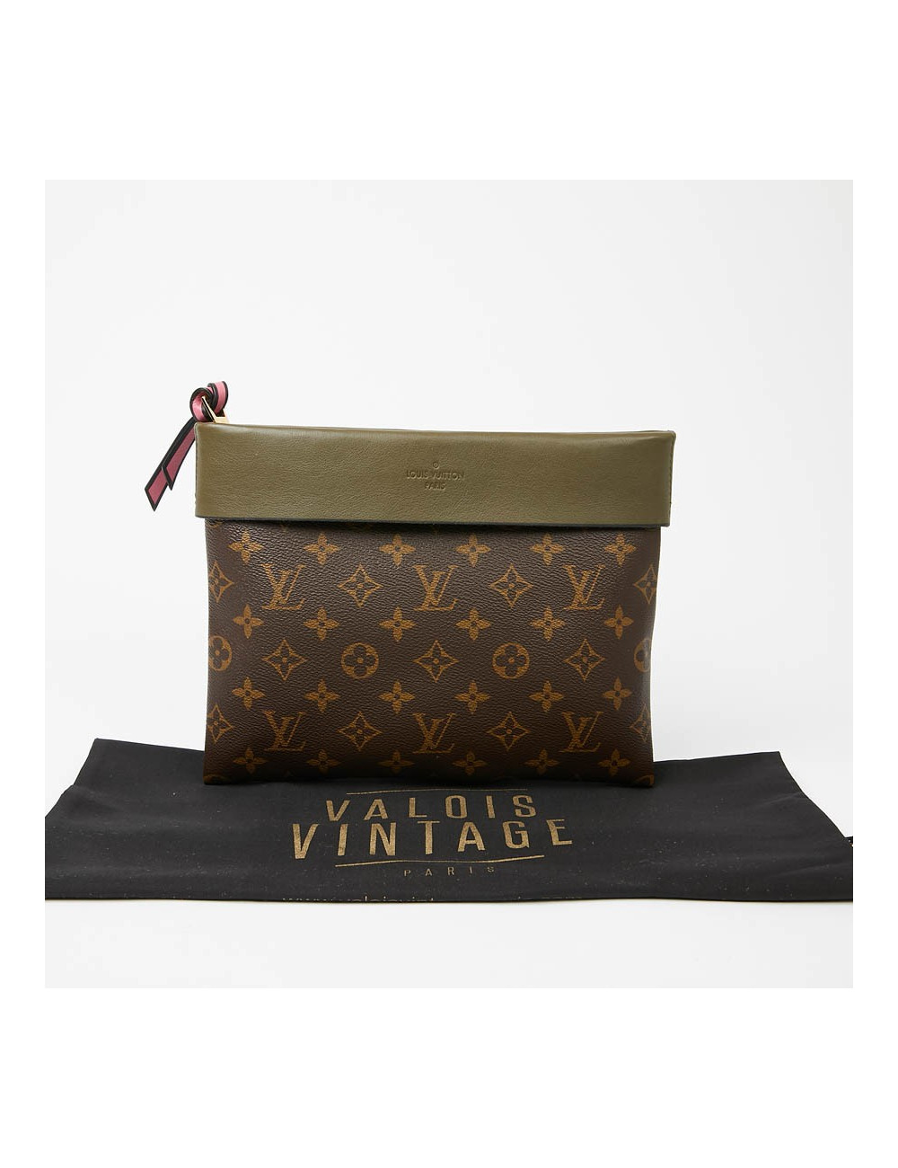 LOUIS VUITTON pochette monogram et revers kaki