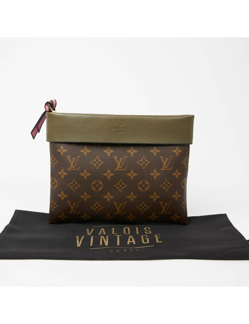 LOUIS VUITTON pochette monogram et revers kaki