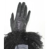 Paire de gants BALMAIN noirs en cuir et poils de mouton