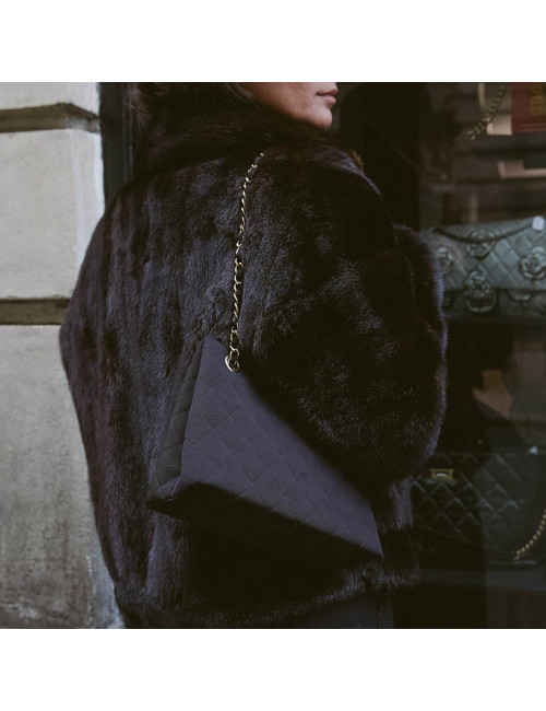 Sac vintage tissu CHANEL noir