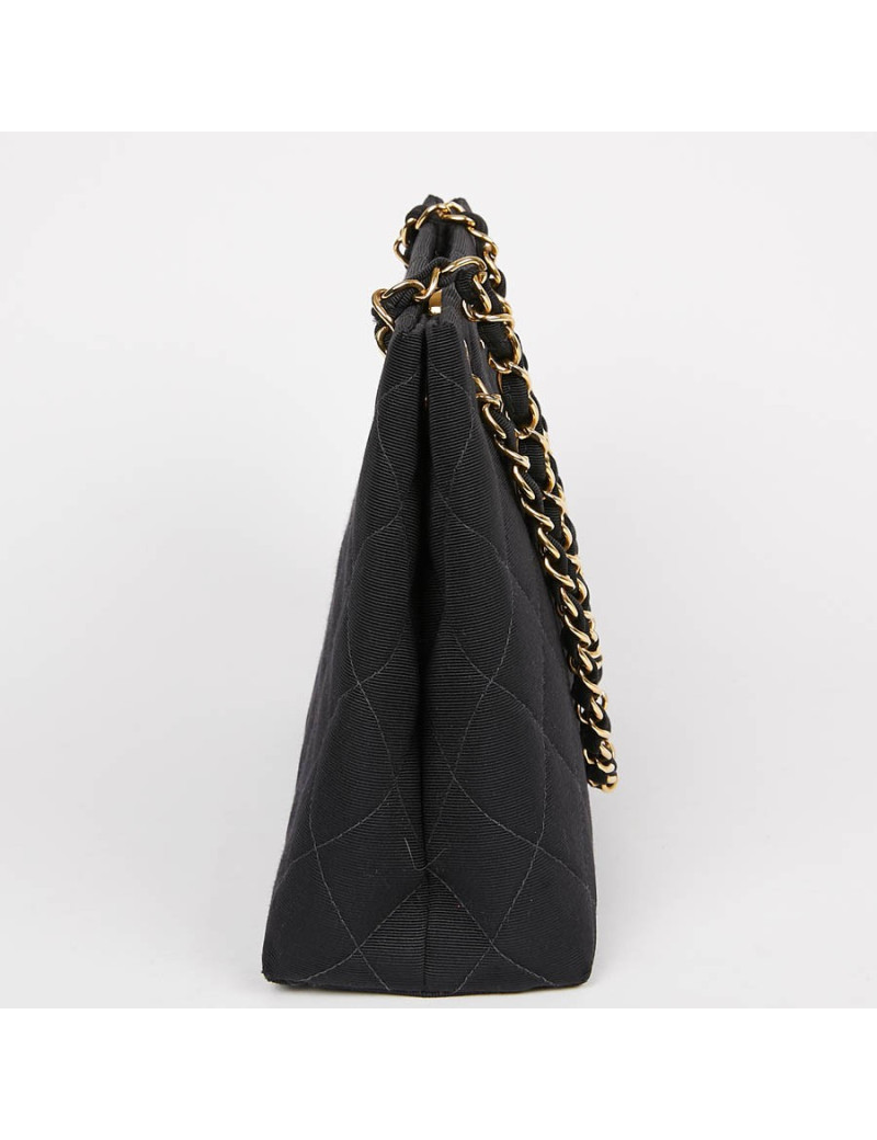 Sac vintage tissu CHANEL noir