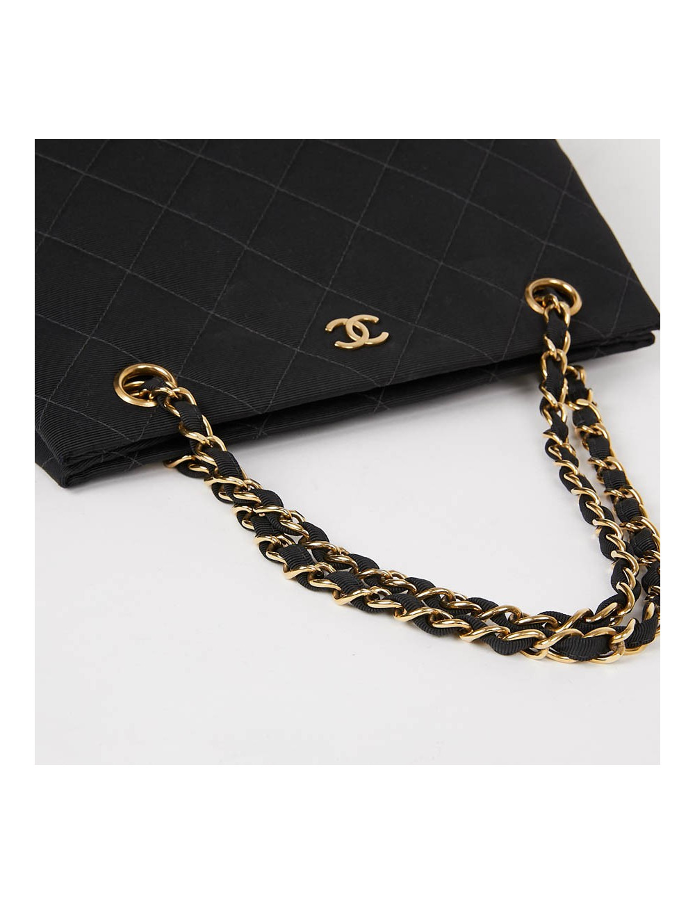 Sac vintage tissu CHANEL noir