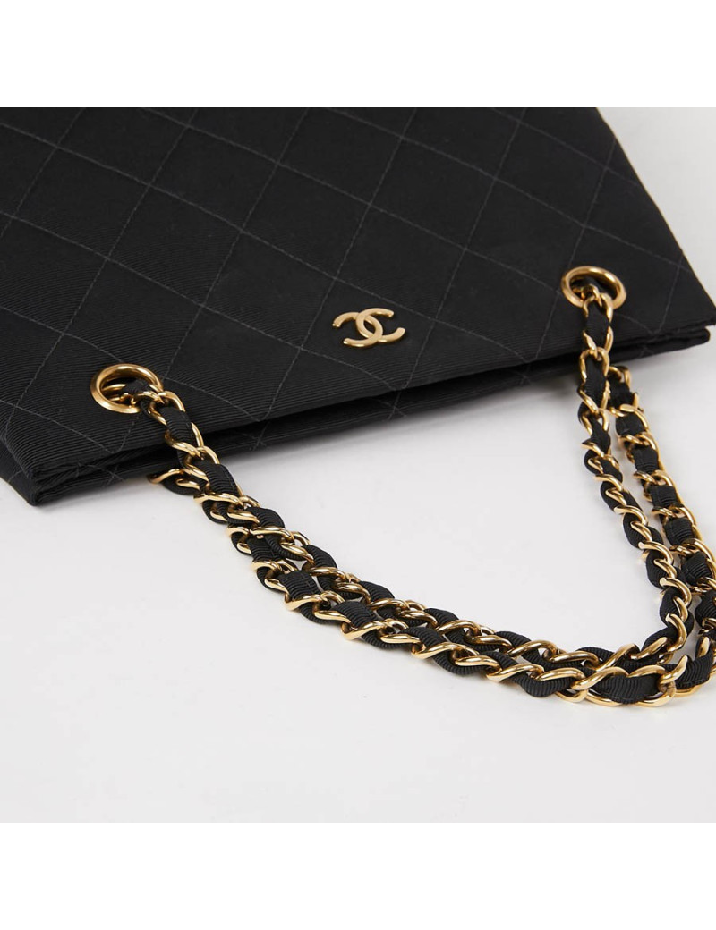 Sac vintage tissu CHANEL noir