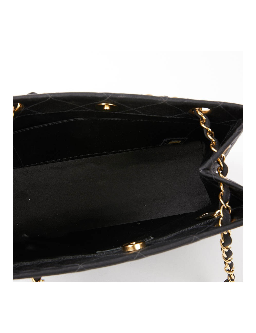 Sac vintage tissu CHANEL noir