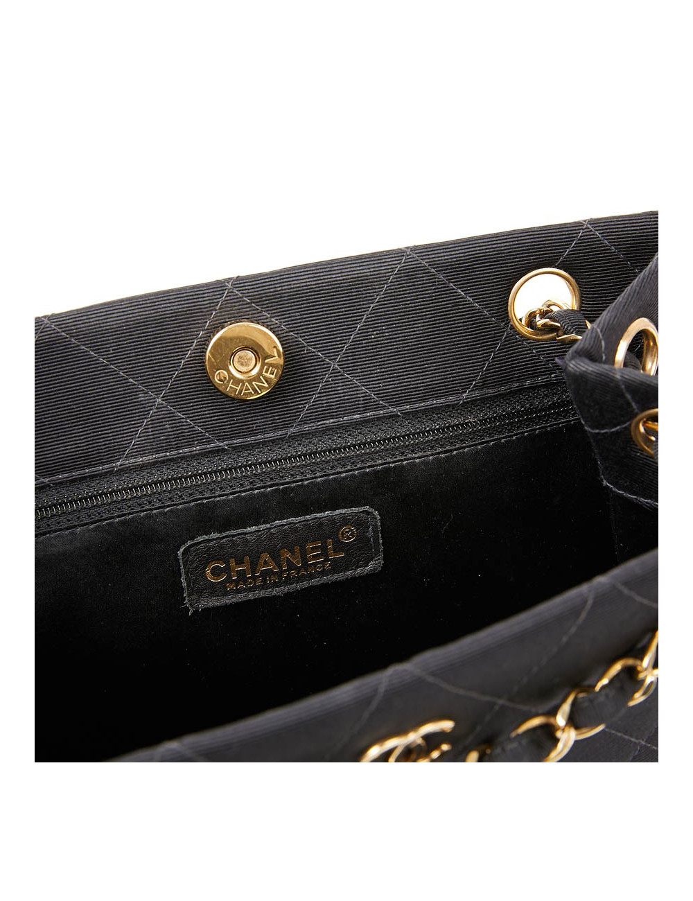 Sac vintage tissu CHANEL noir