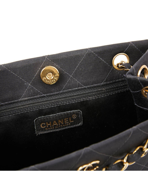Sac vintage tissu CHANEL noir