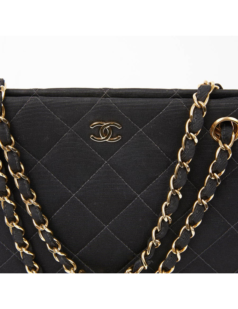 Sac vintage tissu CHANEL noir