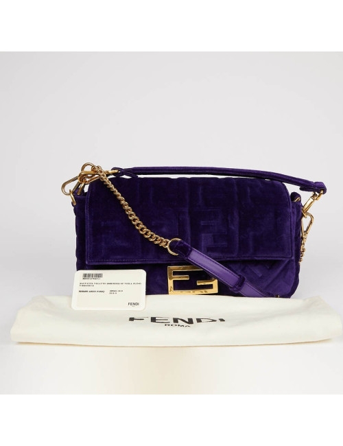 Baguette FENDI velours embossé
