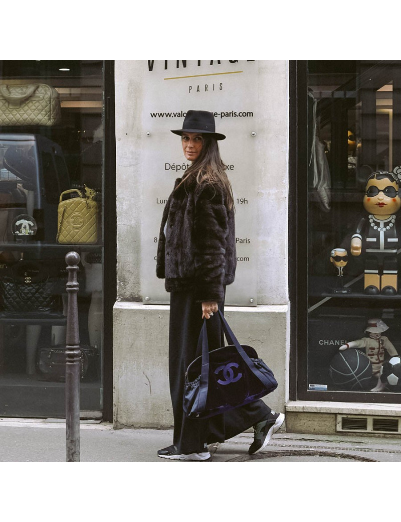 Sac à main CHANEL velours bleu