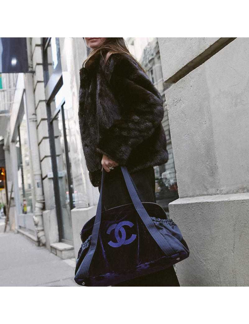 Sac à main CHANEL velours bleu