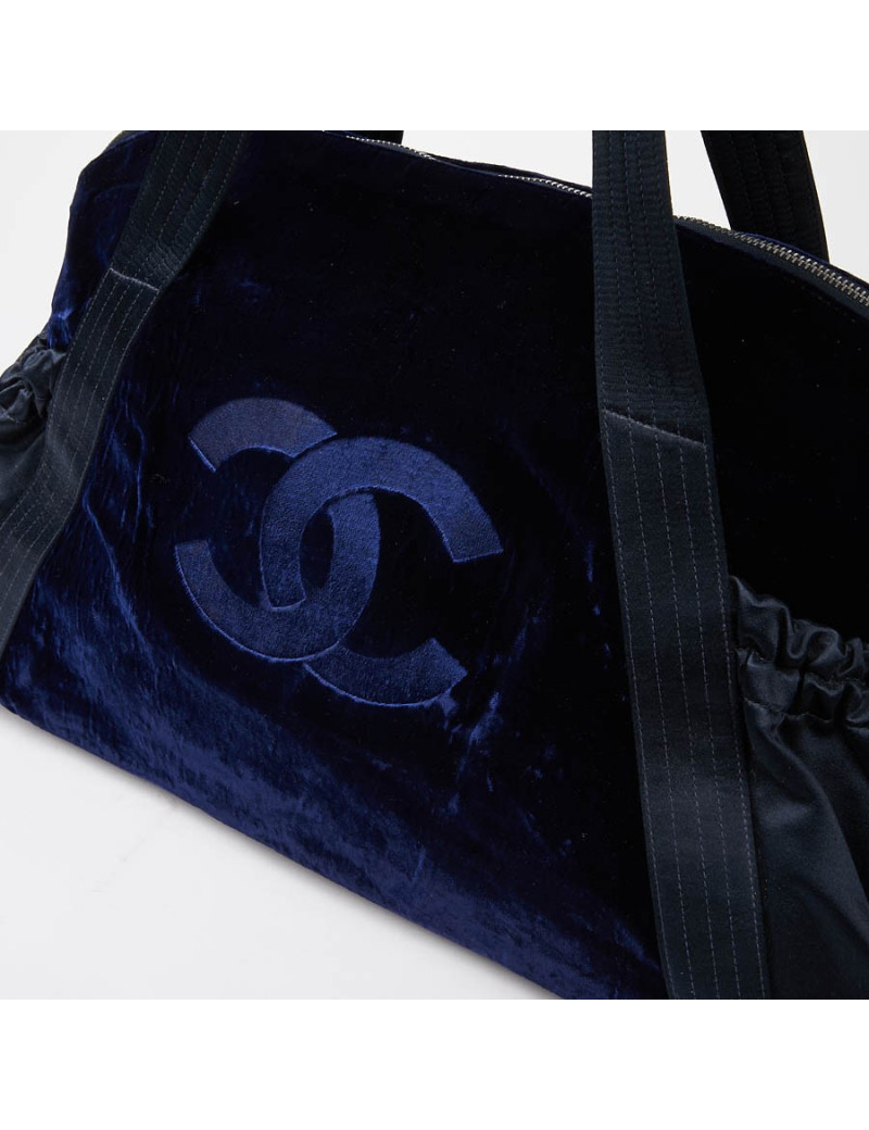 Sac à main CHANEL velours bleu