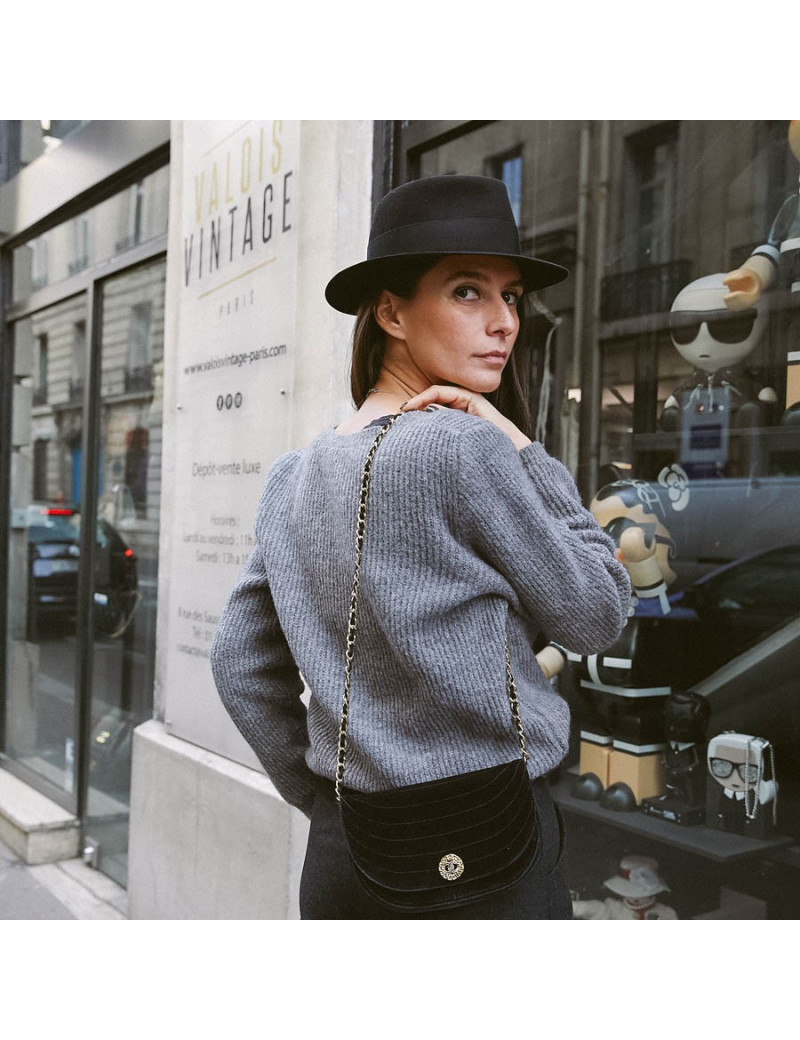 Sac du soir CHANEL velours noir Vintage