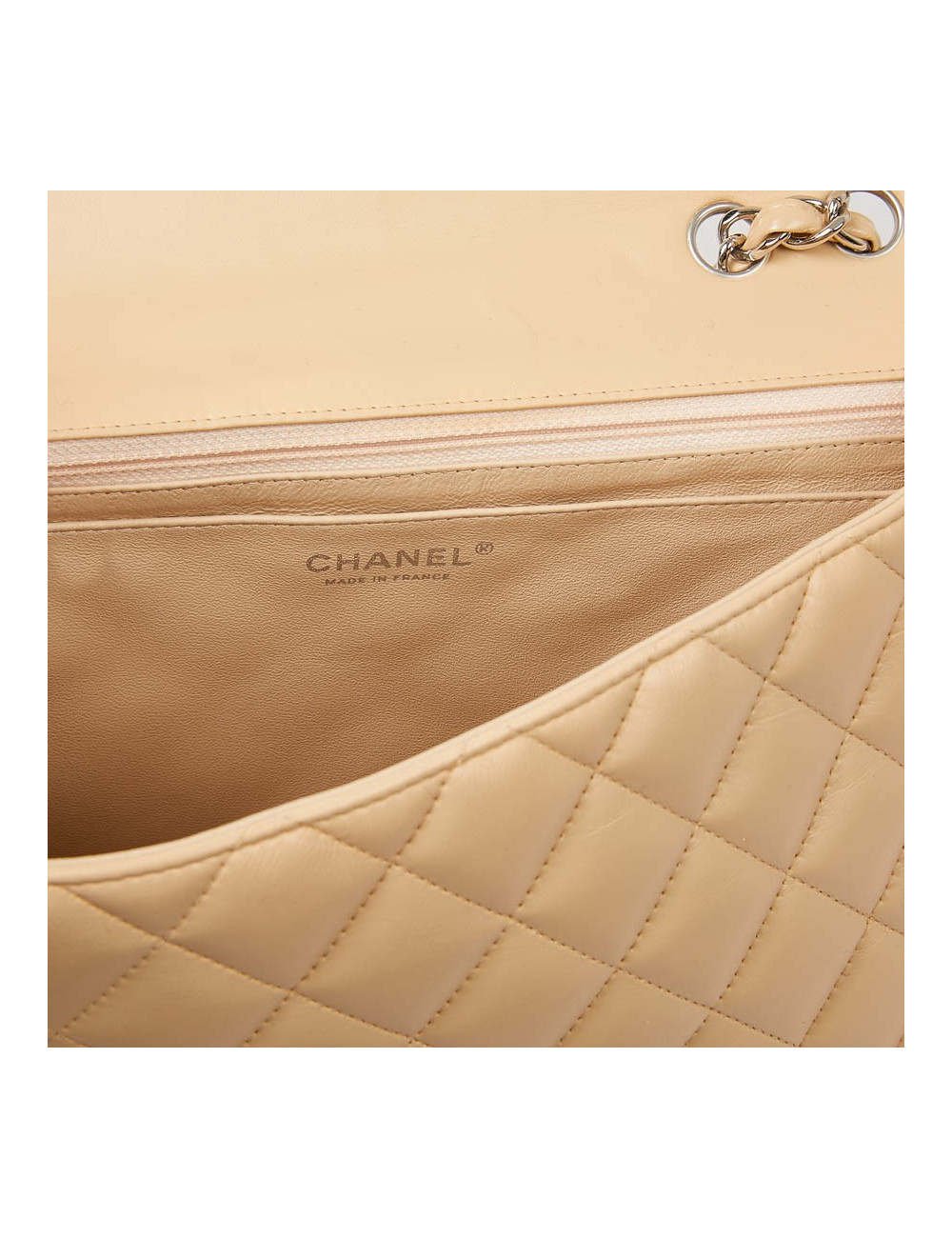  Sac à rabat CHANEL cuir d'agneau beige