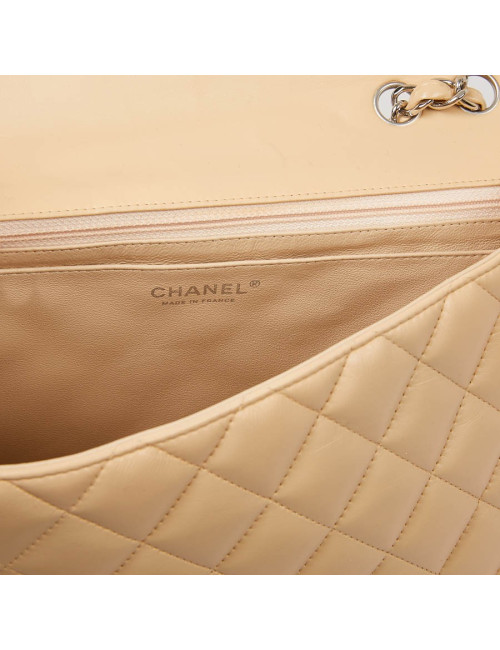  Sac à rabat CHANEL cuir d'agneau beige