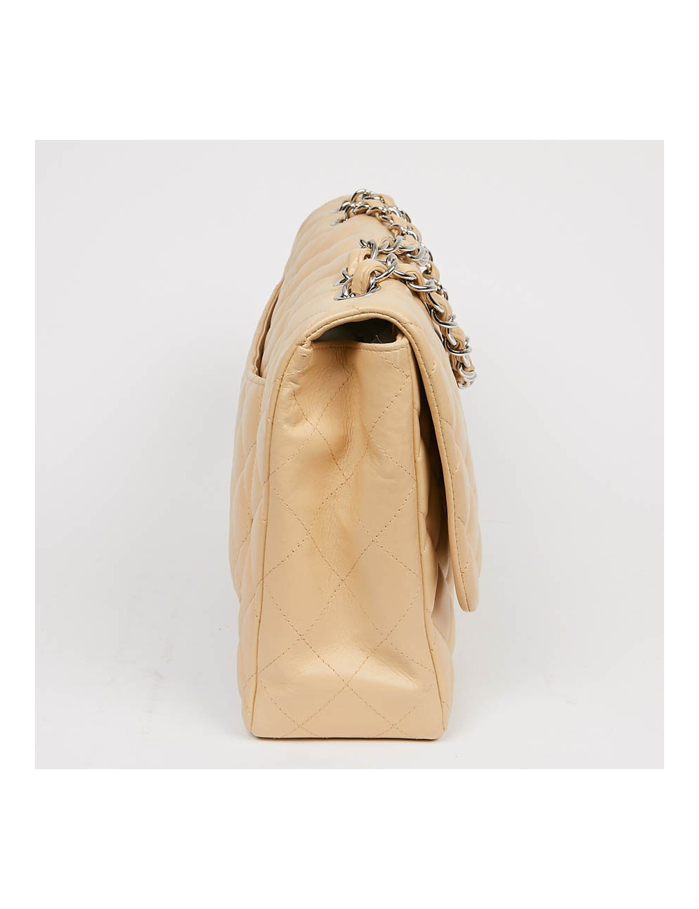  Sac à rabat CHANEL cuir d'agneau beige