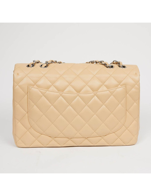  Sac à rabat CHANEL cuir d'agneau beige