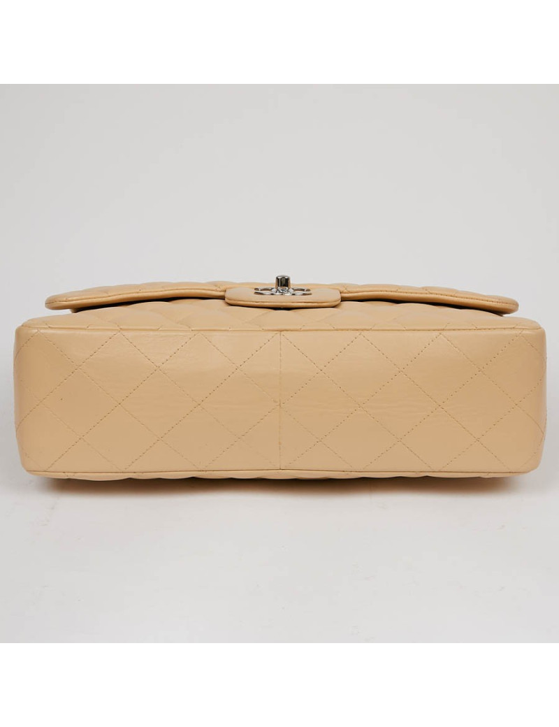  Sac à rabat CHANEL cuir d'agneau beige